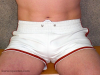 Leder-Sport/Boxershort, weiss-rot 