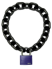 Stahlkette 8mm schwarz mit ABUS-Schloss lila 