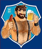 BOBO BEAR T-Shirt - Adam likes sausage & beer - blau 