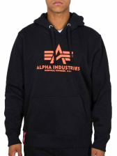 Alpha Industries Basic Hoody - neonprint orange 