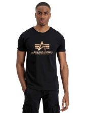 Alpha Industries Basic T-Shirt Foilprint schwarz-gold 