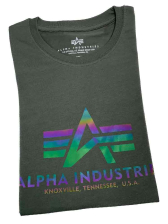 Alpha Industries Basic T-Shirt Rainbow Ref - vintage green 