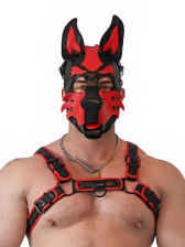 BRUTUS Pup Hood Veganleder rot-schwarz 