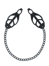 CLOVER CLAMPS Brustwarzenklemmen mit Kette SCHWARZ 