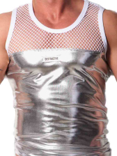 DESTRUCTIVE Netz Tank-Top weiss-silber 