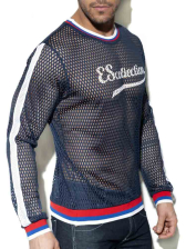 ES COLLECTION Open Mesh T-Shirt - navy 