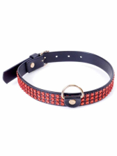 Fetisch Halsband Kristall schmal rot 