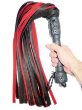 Flogger 30 Riemen 76cm Rind SCHWARZ-ROT 