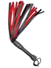 Flogger 30 Riemen 55cm Hirsch SCHWARZ-ROT 