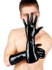 Gummi-Handschuhe Ellbogenlang 0.4mm SCHWARZ 