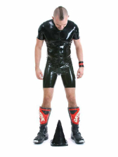 Gummi-Kurzanzug rote Seitenstreifen 0.35mm 