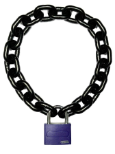 Stahlkette 8mm schwarz mit ABUS-Schloss lila 