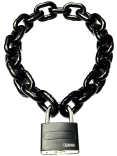 Stahlkette 8mm schwarz mit ABUS-Schloss schwarz 