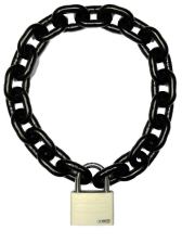 Stahlkette 8mm schwarz mit ABUS-Schloss weiss 