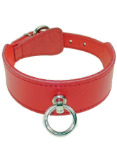 Leder-Halsband schmal - ROT 