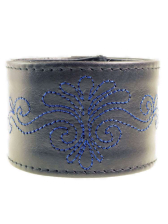 Leder-Armband mit Stickerei  BLAU 