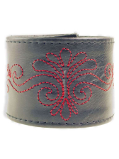 Leder-Armband mit Stickerei  ROT 