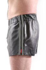 Leder-Boxershort Doppel-Streifen in GRAU 