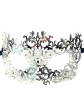 Augenmaske Strass Metall groß silber 