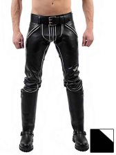 Mister B Leather FXXXer Jeans schwarz - weiße Paspel 
