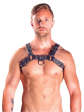 Mister B Leather Chest/Brust Harness, schwarz-grau 