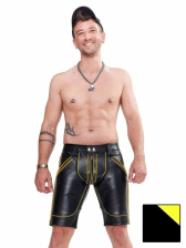 Mister B Leather FXXXer Shorts - gelbe Paspel 