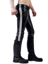 Mister B Leather Ranger Jeans - 2 weiße Streifen 
