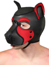 Mister S Neopren FRISKY Puppy-Maske  - schwarz/rot 