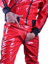 Riegillio PVC Tracksuit Hose ROT - schwarze Streifen 
