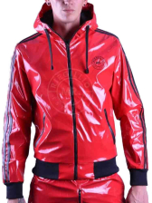 Riegillio PVC Tracksuit Jacke ROT - schwarze Streifen 