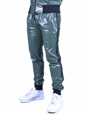 Riegillio PVC Tracksuit Hose OLIV - schwarze Streifen 