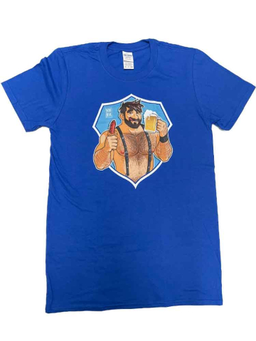 BOBO BEAR T-Shirt - Adam likes sausage & beer - blau 