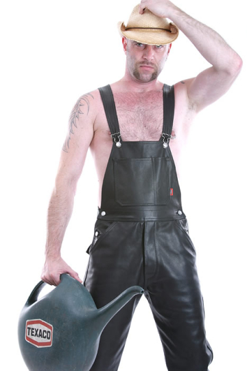 Leder-Latzhose mit Gesäßklappe ROT 