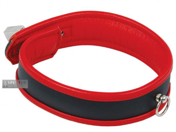 Leder-Halsband rot gepolstert 