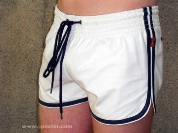 Leder-Sport/Boxershort, weiss-blau 