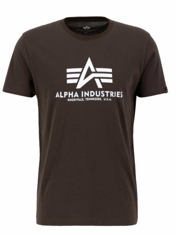 Alpha Industries Basic T-Shirt - dark olive-weiß 