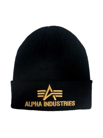 Alpha Industries 3D Beanie schwarz-gelbgold 