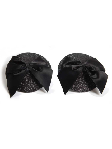 BURLESQUE PASTIES SCHLEIFEN - GLITTER SCHWARZ 