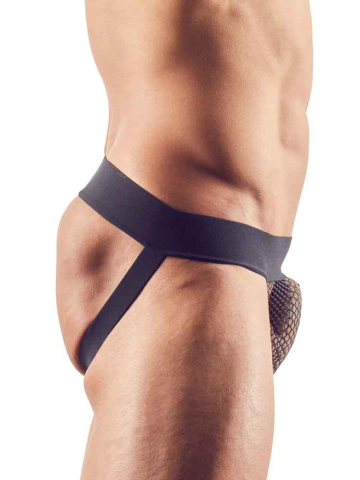 Jock-Strap mit Grobnetz-Front schwarz 