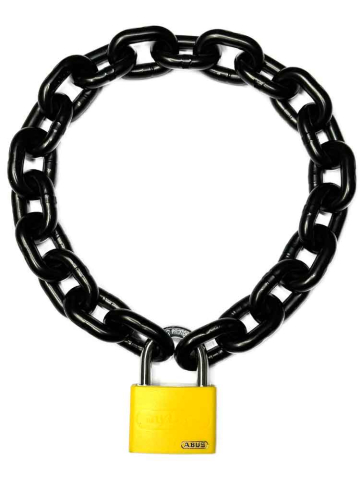 Stahlkette 8mm schwarz mit ABUS-Schloss gelb 