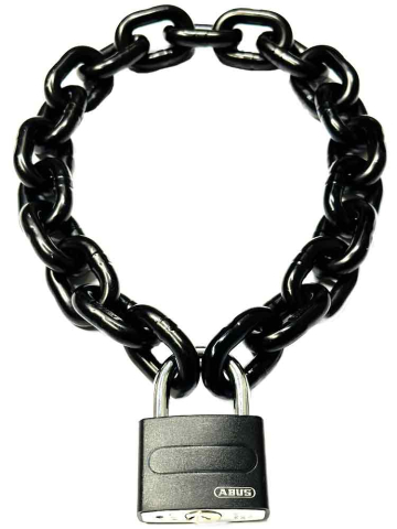 Stahlkette 8mm schwarz mit ABUS-Schloss schwarz 