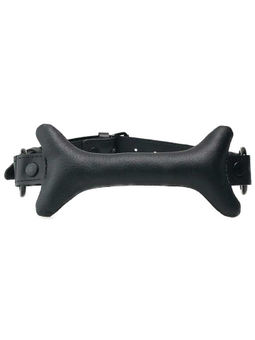 Knebel mit Leder-Knochen schwarz 
