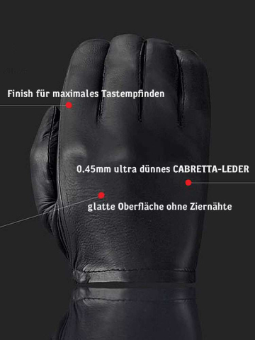 Leder-Handschuhe DELUXE POLICE GLATT SCHWARZ 