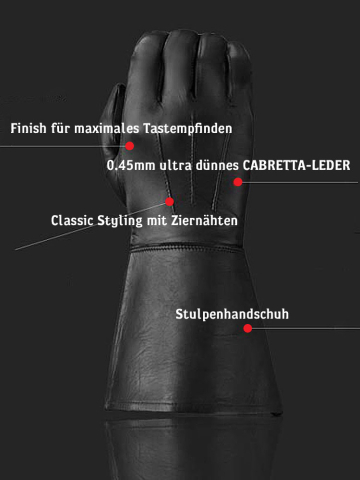 Leder-Handschuhe STULPENHANDSCHUHE SCHWARZ 