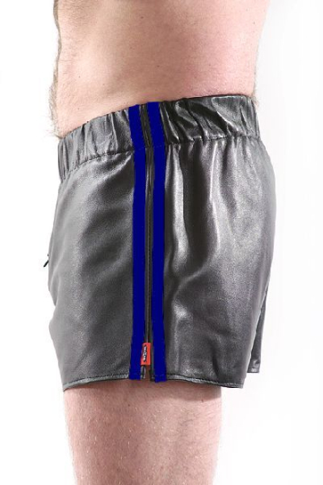 Leder-Boxershort Doppel-Streifen in BLAU 