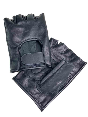 Leder-Handschuhe Fingerlos schwarz 