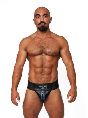 Mister B Leder Premium Jock - schwarz-blau 