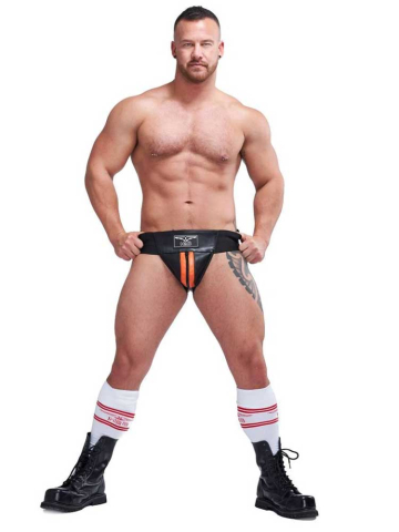 Mister B Leder Premium Jock - schwarz-orange 