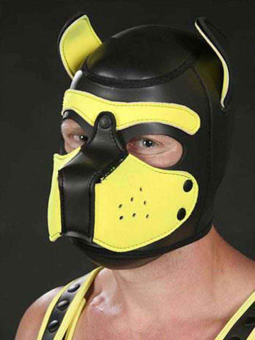 Mister S Neopren Puppy-Maske - schwarz/gelb 
