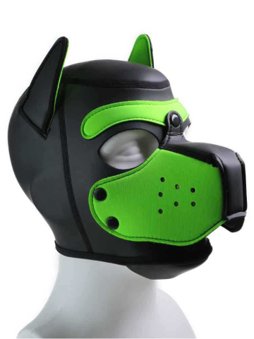 Mister S Neopren Puppy-Maske - schwarz/lime 